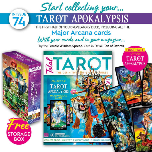 Promotional image for Tarot Apokalypsis with tarot cards and magazine.